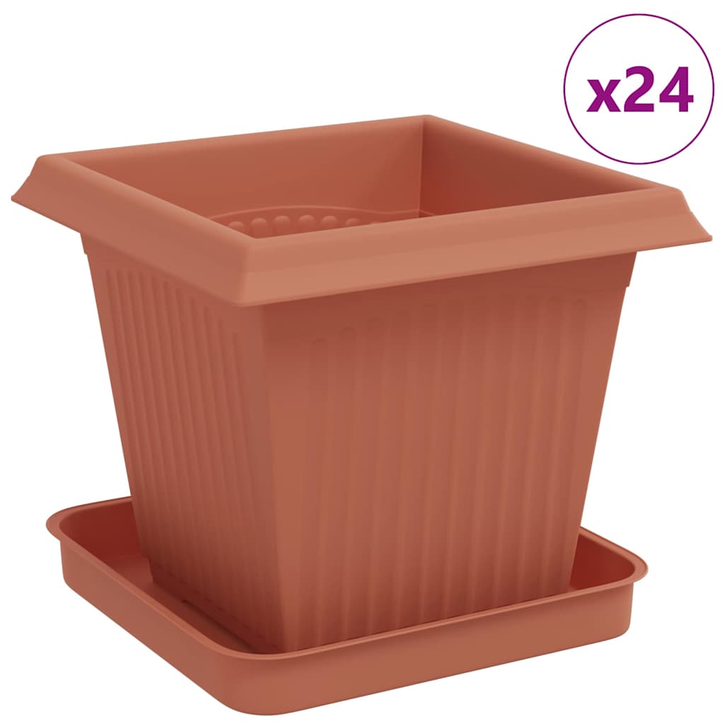 Blumentöpfe 24 stk. Ziegelrot Kunststoff