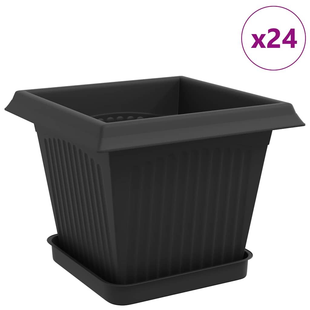 Blumentöpfe 24 stk. Schwarz Kunststoff