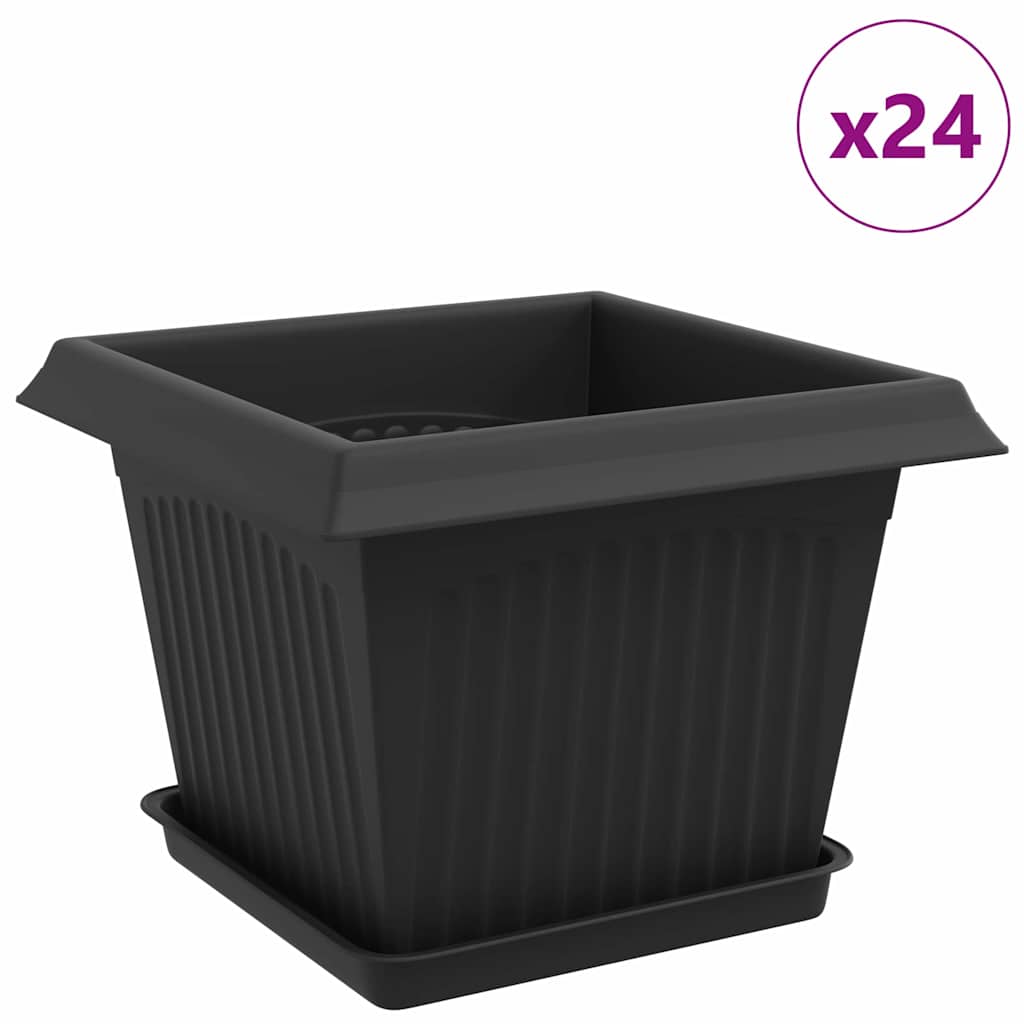 Blumentöpfe 24 stk. Schwarz Kunststoff