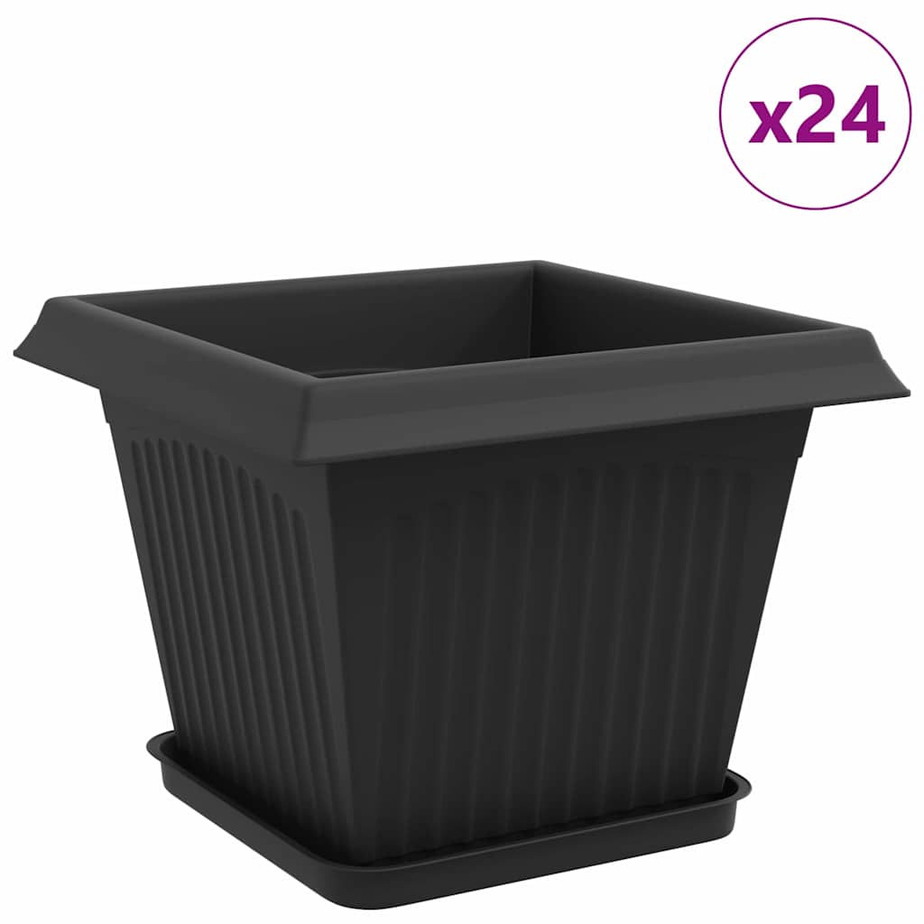 Blumentöpfe 24 pcs Schwarz 28,5 x 28,5 x 22 cm Kunststoff