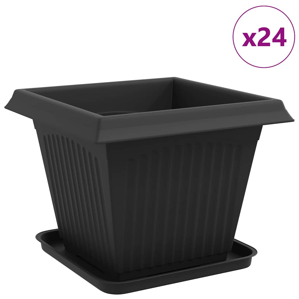 Blumentöpfe 24 stk. Schwarz Kunststoff