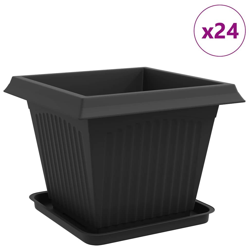 Blumentöpfe 24 pcs Schwarz 43 x 43 x 33,5 cm Kunststoff