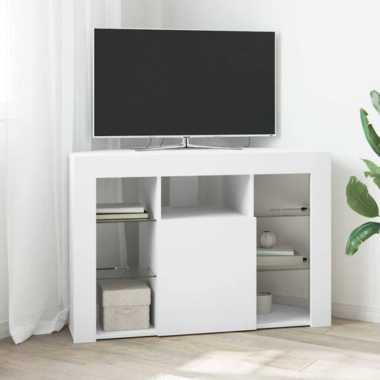 Eck-LED-TV-Schrank 100x40x68cm Weiß Holzwerkstoff