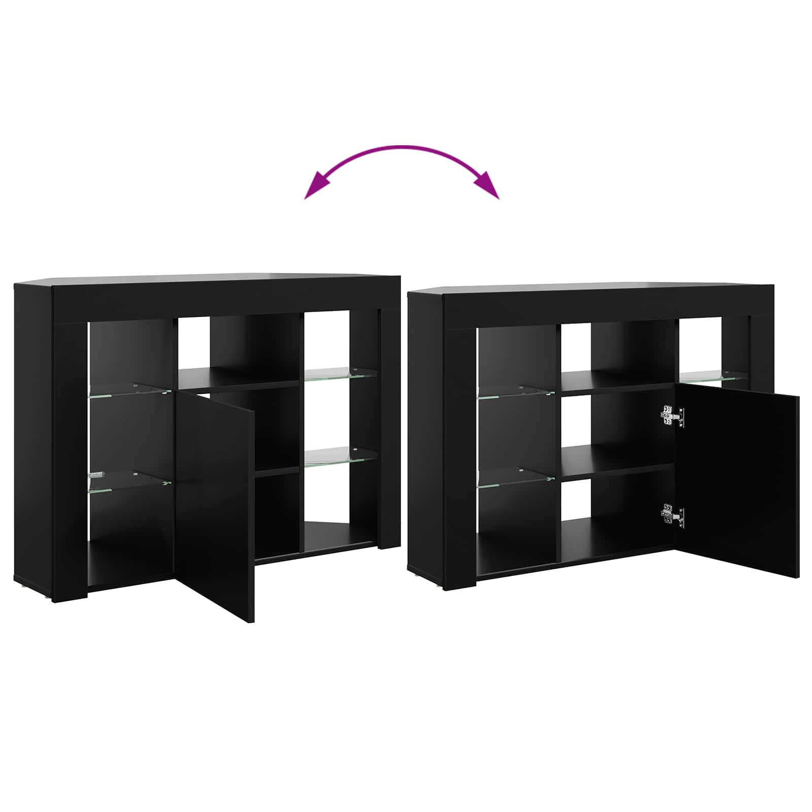 Eck-LED-TV-Schrank 100x40x68cm Schwarz Holzwerkstoff