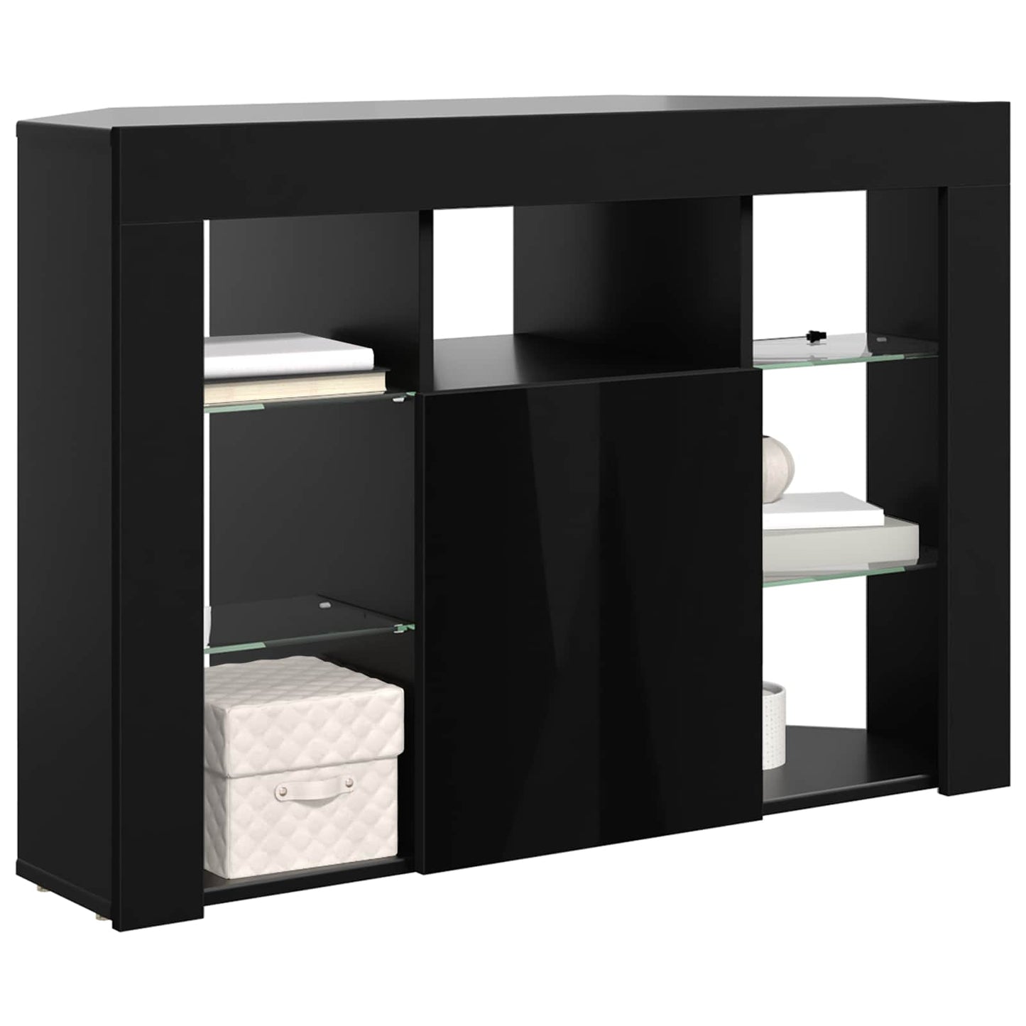 Eck-LED-TV-Schrank 100x40x68cm Schwarz Holzwerkstoff