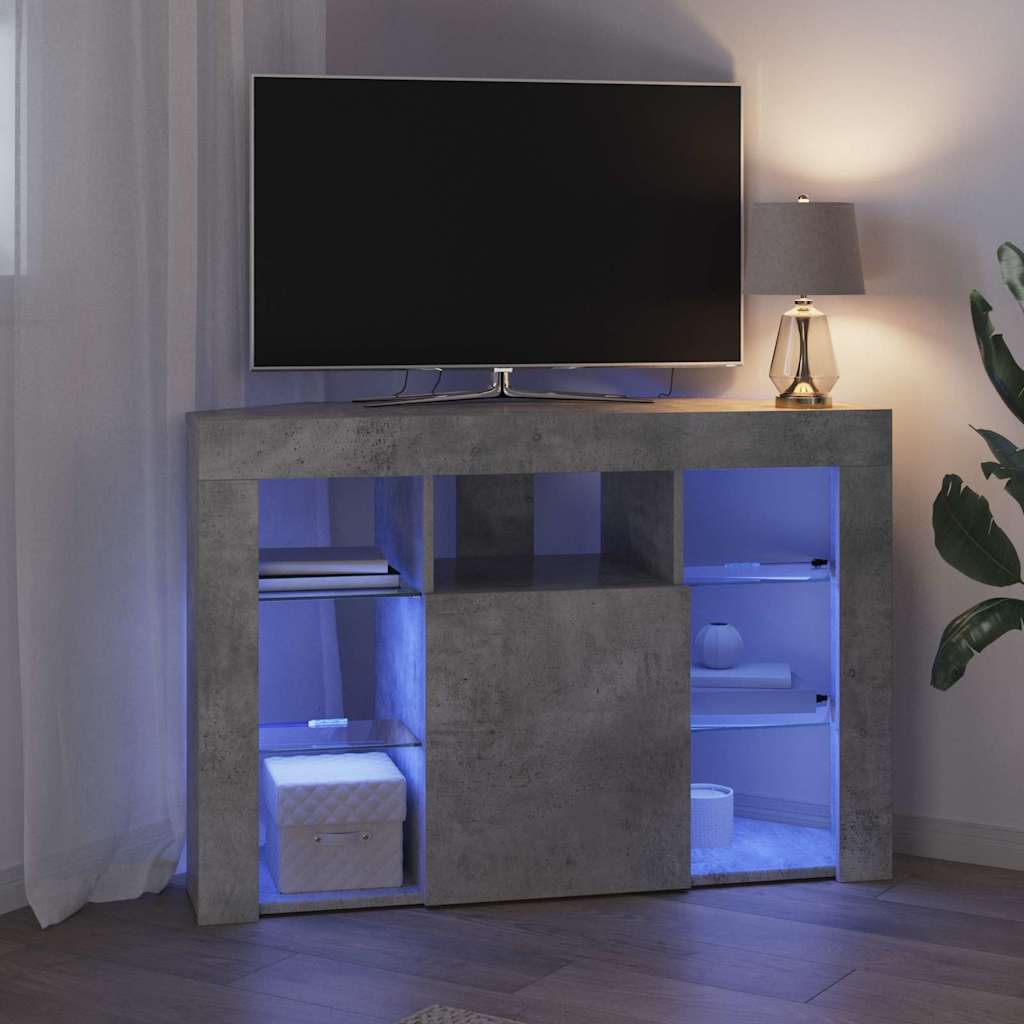 Eck-LED-TV-Schrank 100x40x68cm Beton Grau Holzwerkstoff