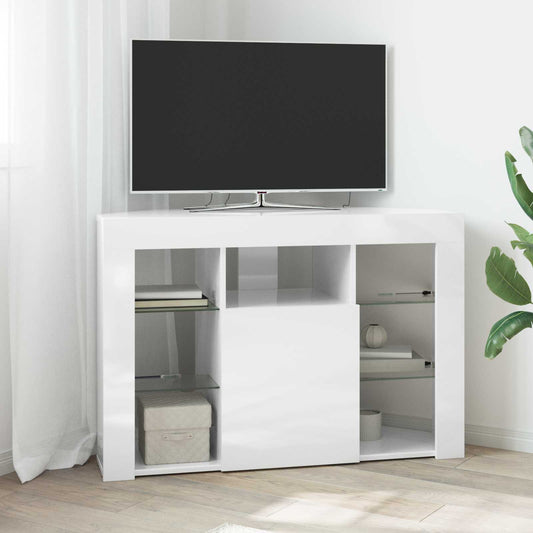 Eck-LED-TV-Schrank 100x40x68cm Hochglanz Weiß Holzwerkstoff