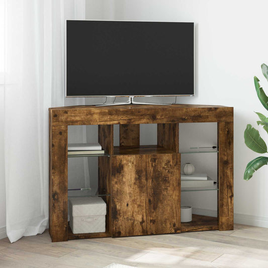 Eck-LED-TV-Schrank 100x40x68cm Geräucherte Eiche Holzwerkstoff