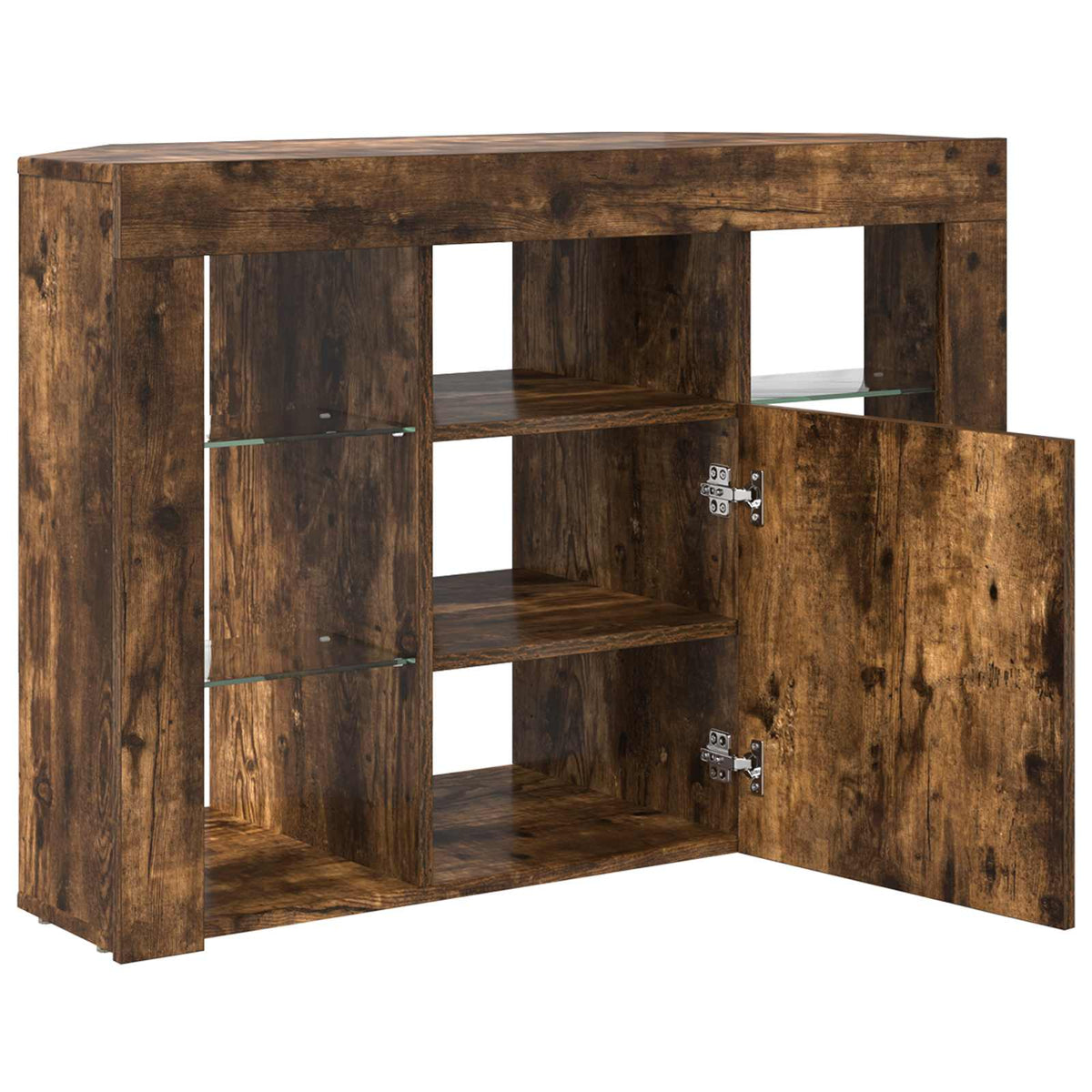 Eck-LED-TV-Schrank 100x40x68cm Geräucherte Eiche Holzwerkstoff