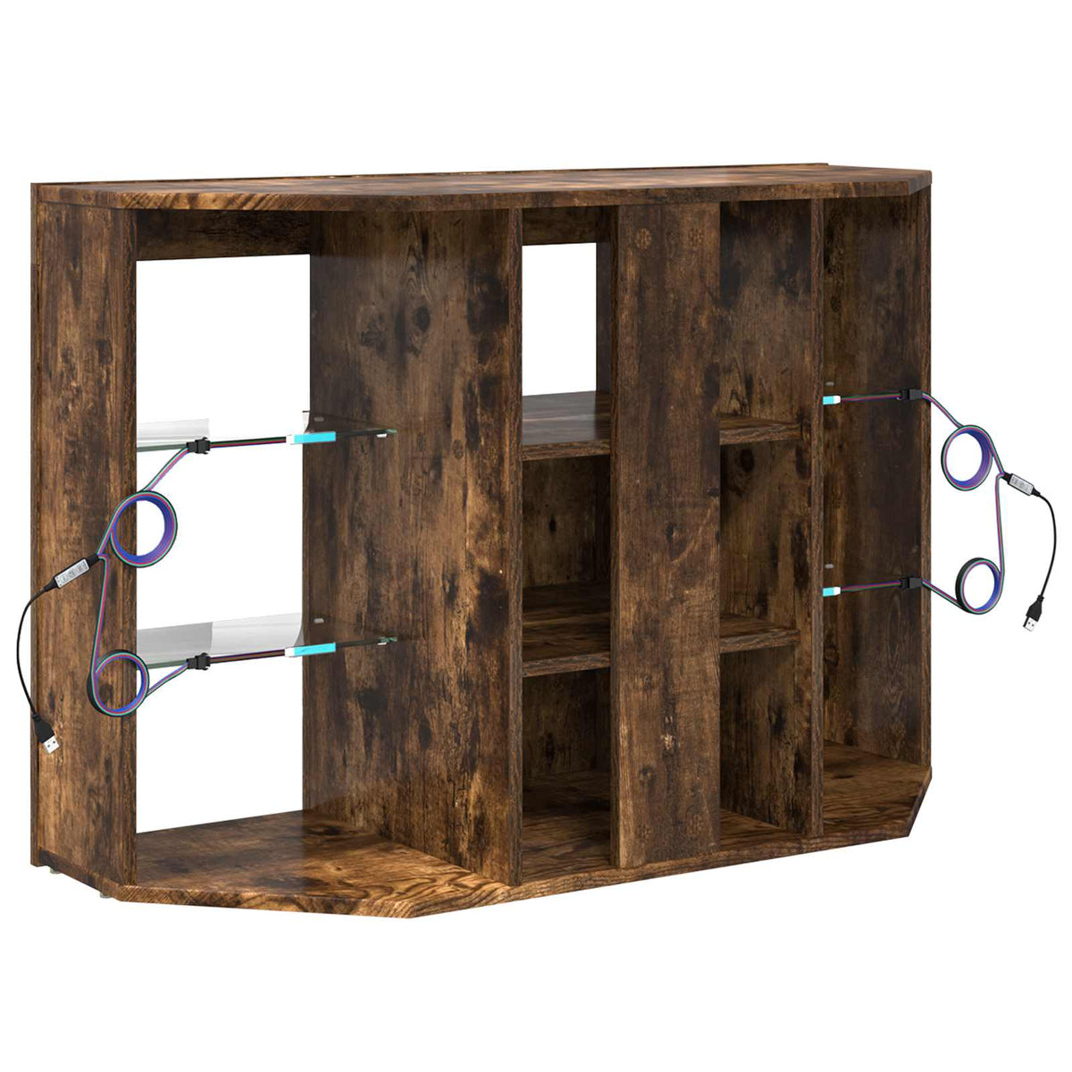 Eck-LED-TV-Schrank 100x40x68cm Geräucherte Eiche Holzwerkstoff