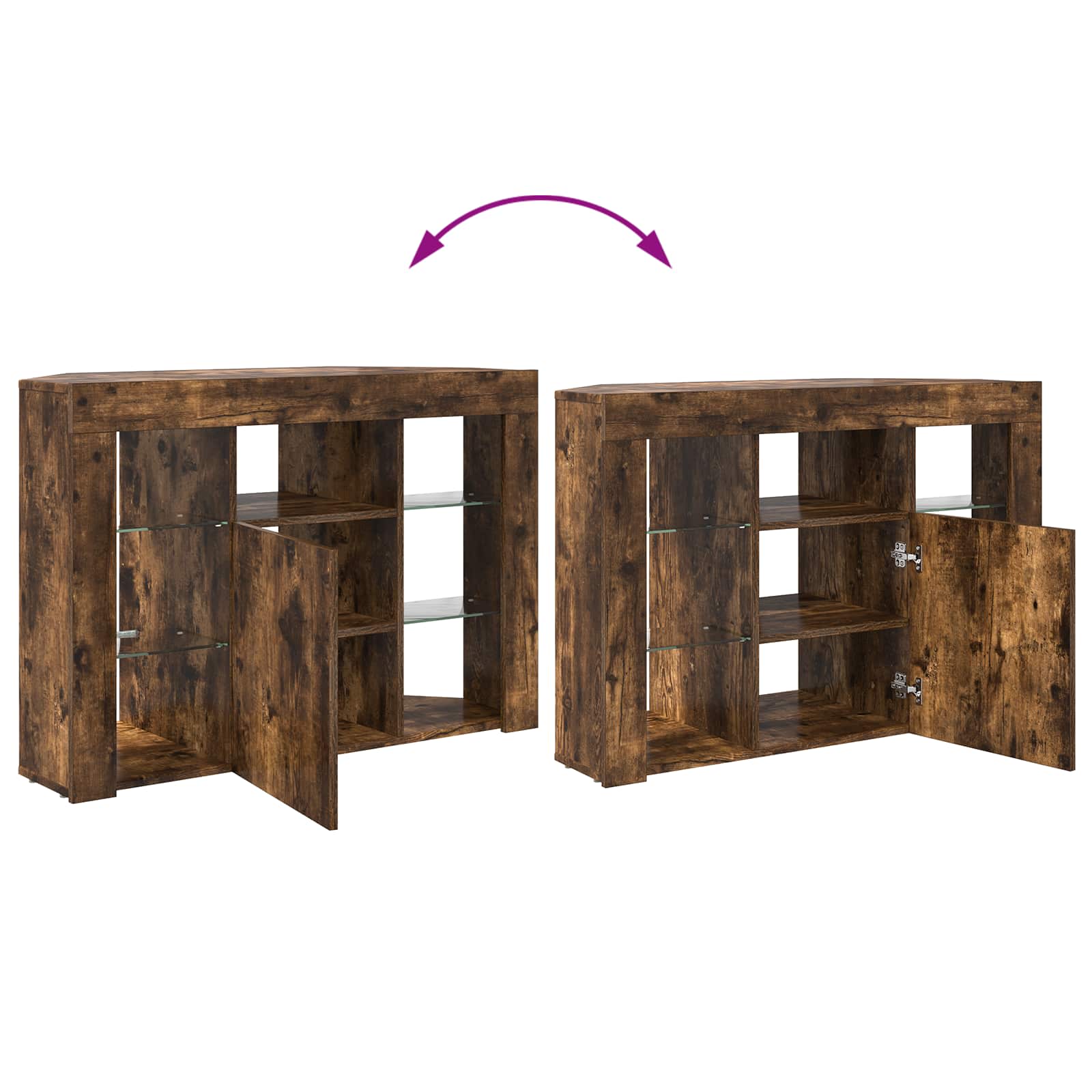 Eck-LED-TV-Schrank 100x40x68cm Geräucherte Eiche Holzwerkstoff