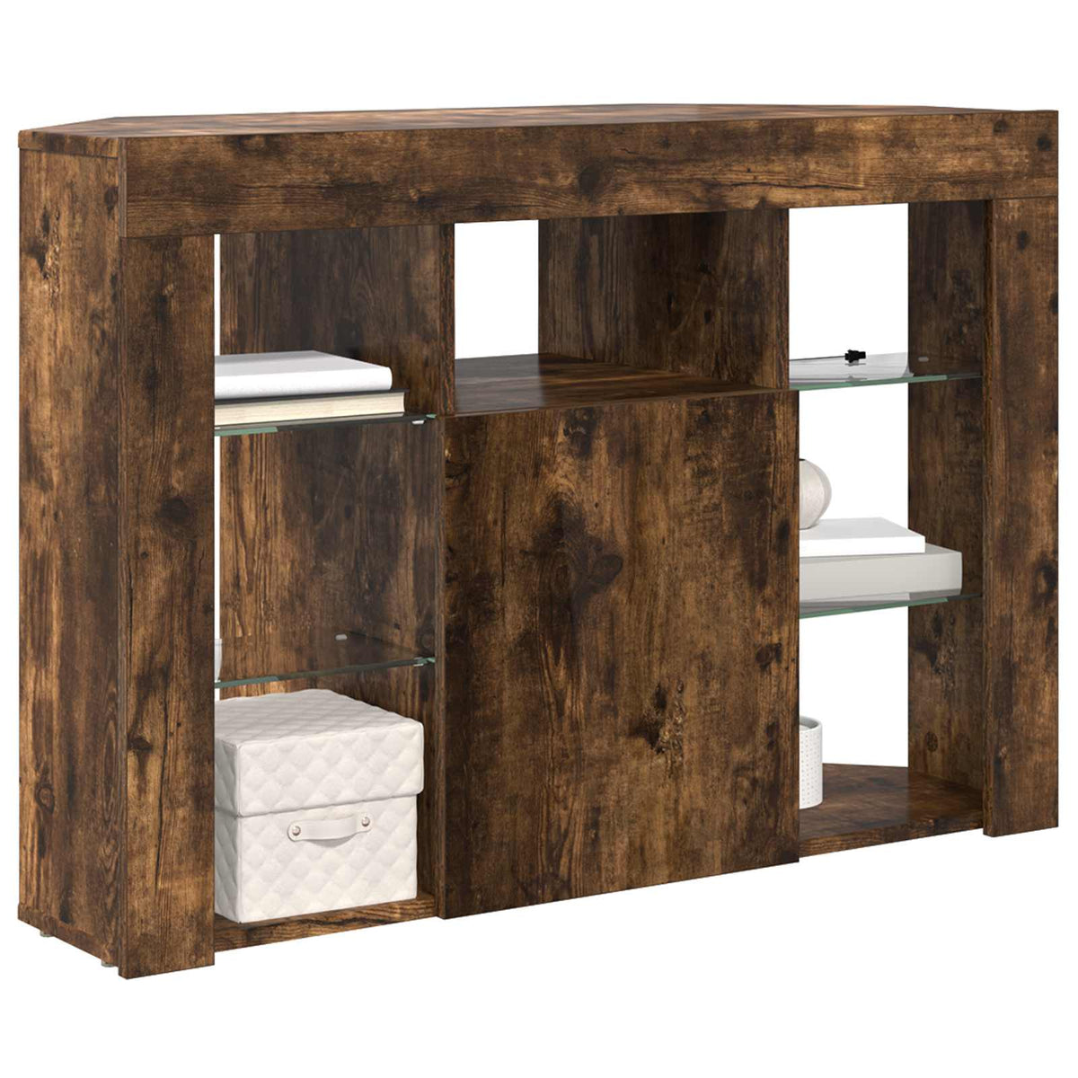 Eck-LED-TV-Schrank 100x40x68cm Geräucherte Eiche Holzwerkstoff