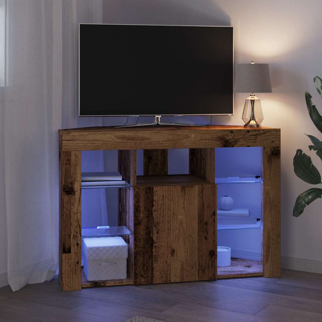 Eck-LED-TV-Schrank 100x40x68cm Altholz Holzwerkstoff