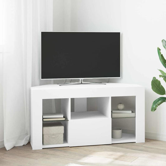 Eck-LED-TV-Schrank 100 x 40 x 50 cm Weiß Holzwerkstoff