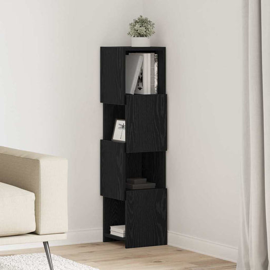 Eckschrank 25,5x25x102cm Holzwerkstoff Schwarz Eichen-Optik