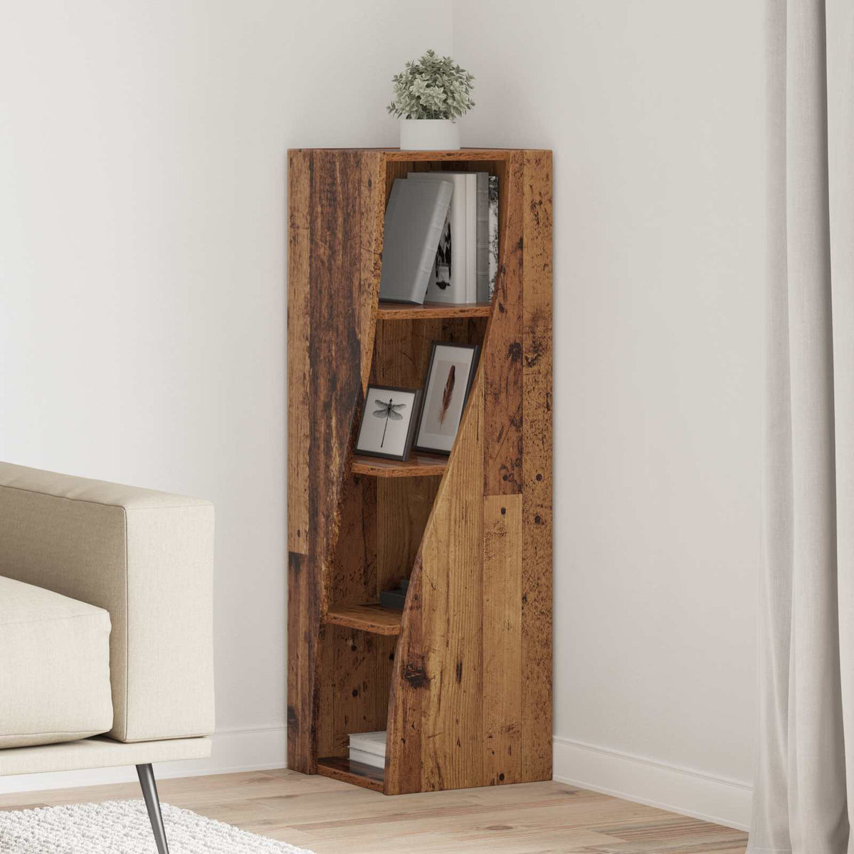 Eckschrank 32x32x102cm Holzwerkstoff Altholz