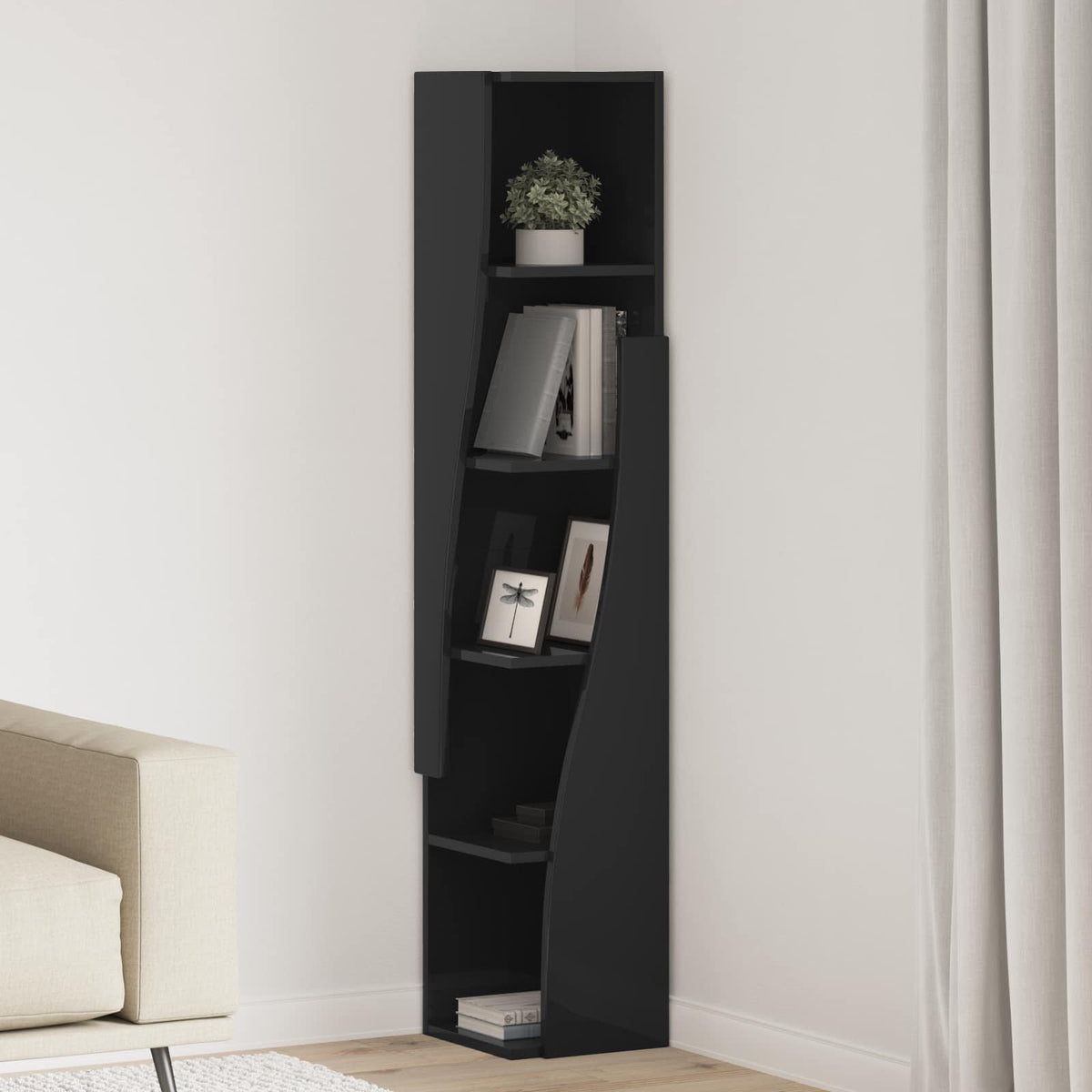 Eckschrank 27,5x27x140cm Holzwerkstoff Schwarz