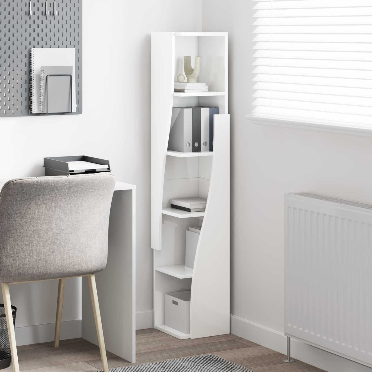 Eckschrank 27,5x27x140cm Holzwerkstoff Hochglanz Weiß