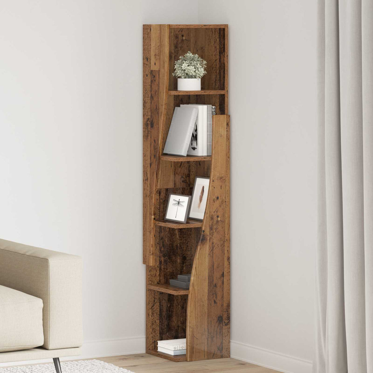 Eckschrank 27,5x27x140cm Holzwerkstoff Altholz