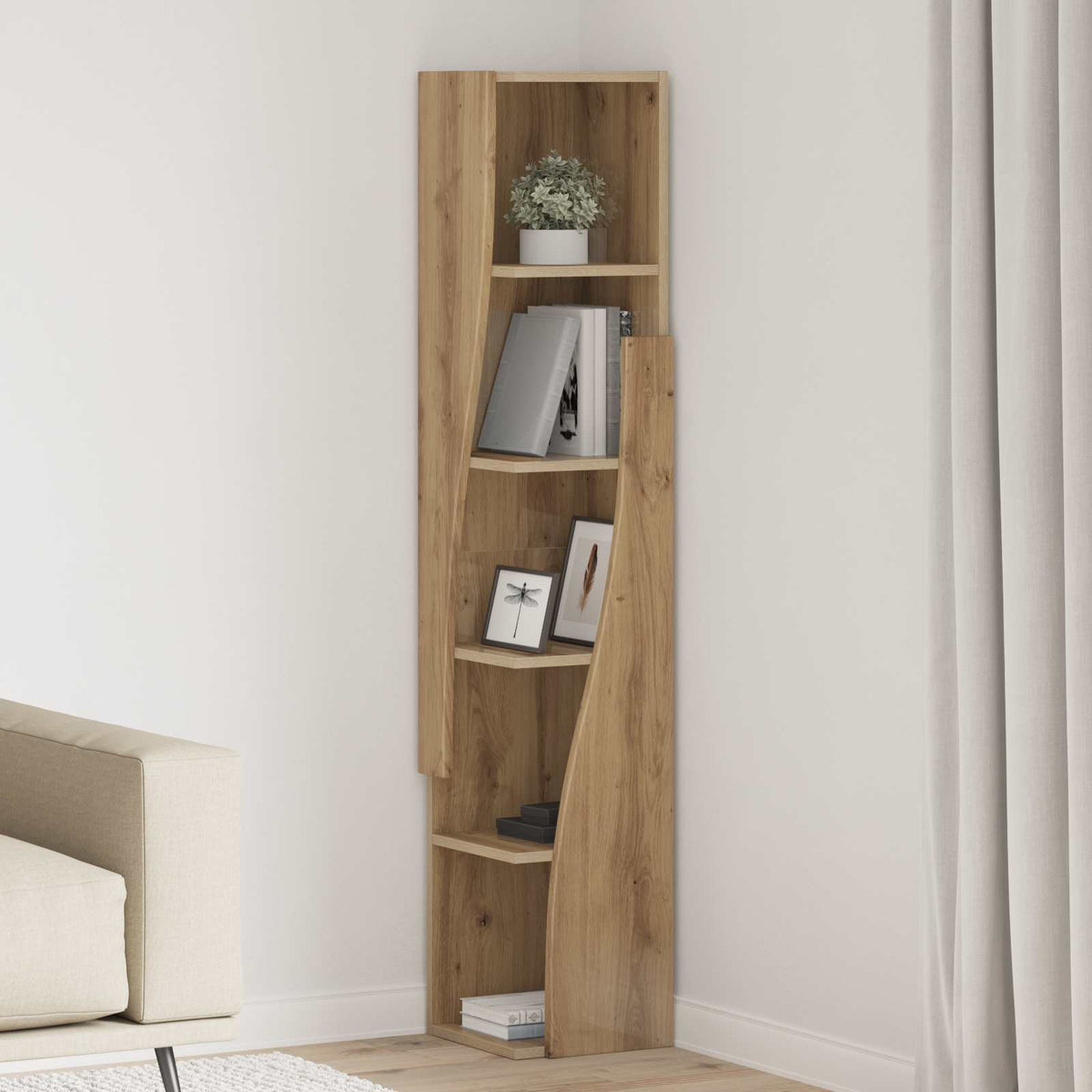 Eckschrank 27,5x27x140cm Holzwerkstoff Artisan-Eiche