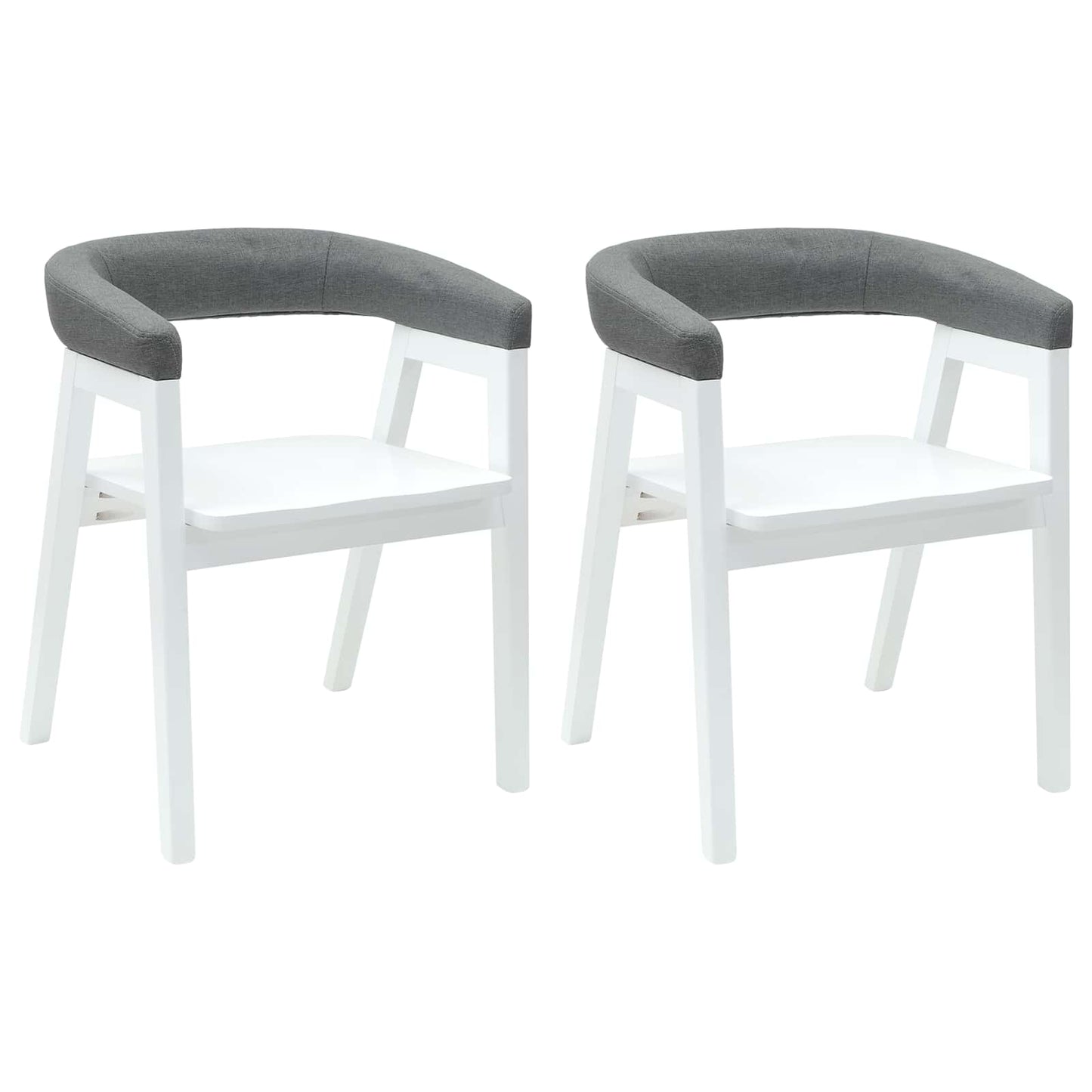 Esszimmerstühle 2 Stk. Massives Gummiholz Weiß 54 x 57 x 73 cm