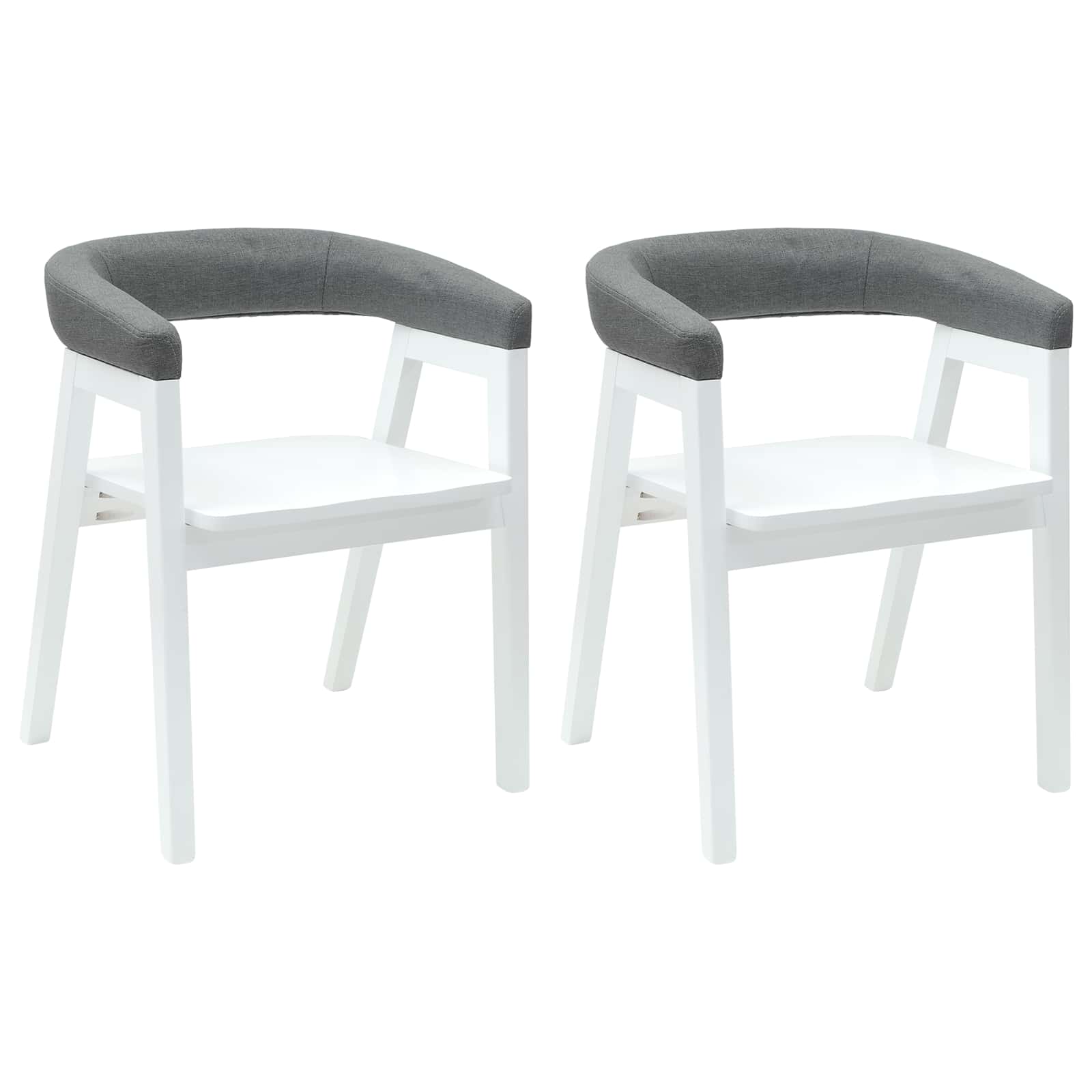Esszimmerstühle 2 Stk. Massives Gummiholz Weiß 54 x 57 x 73 cm