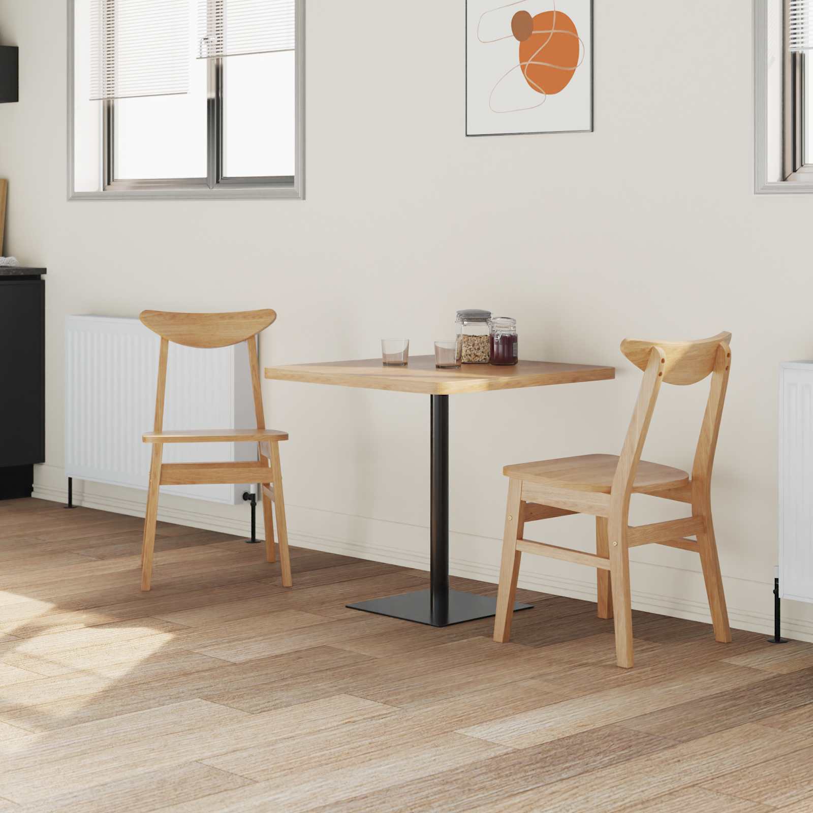 Esszimmerstühle 2 Stk. Massives Gummiholz Natur