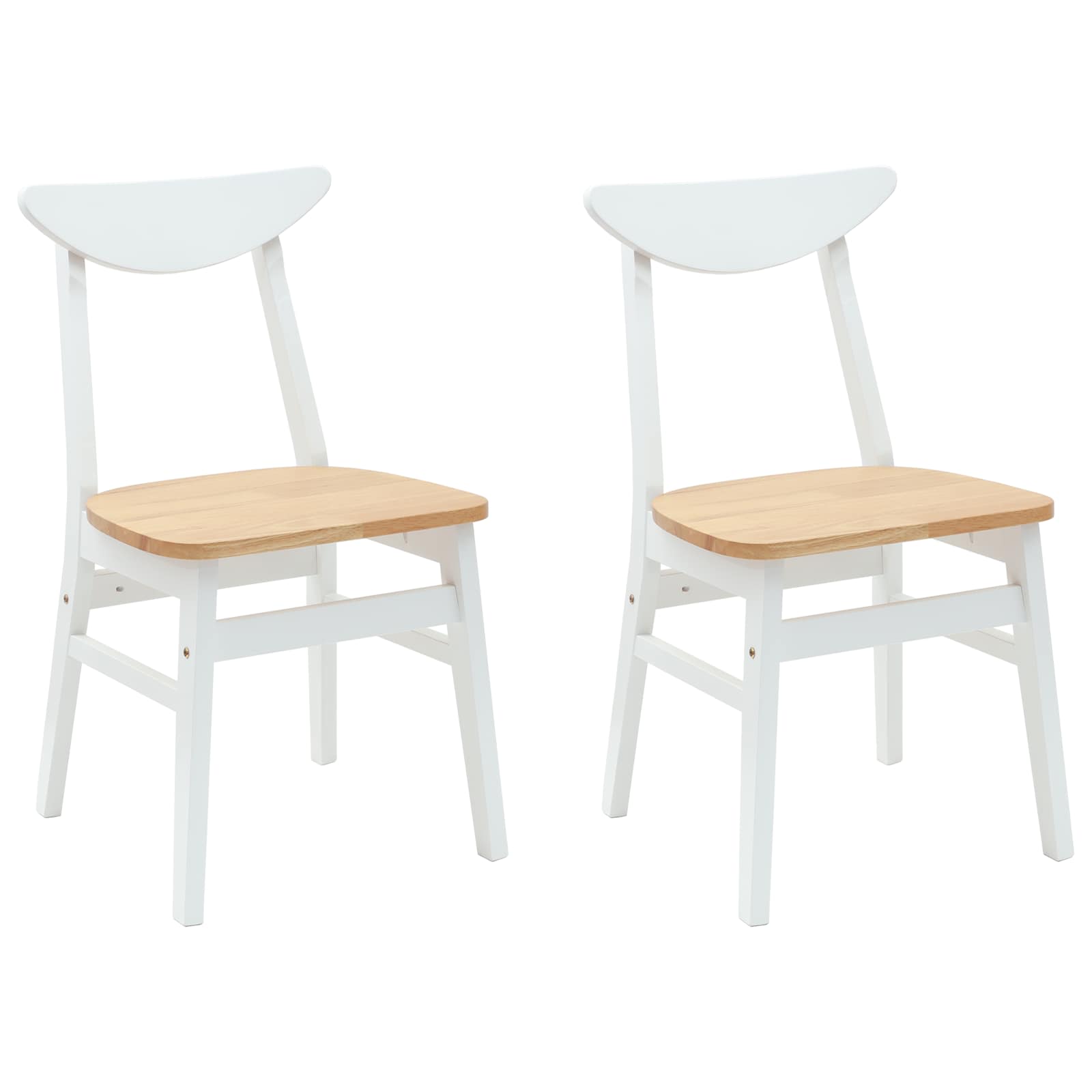 Esszimmerstühle 2 stk. Massives Gummiholz Weiß