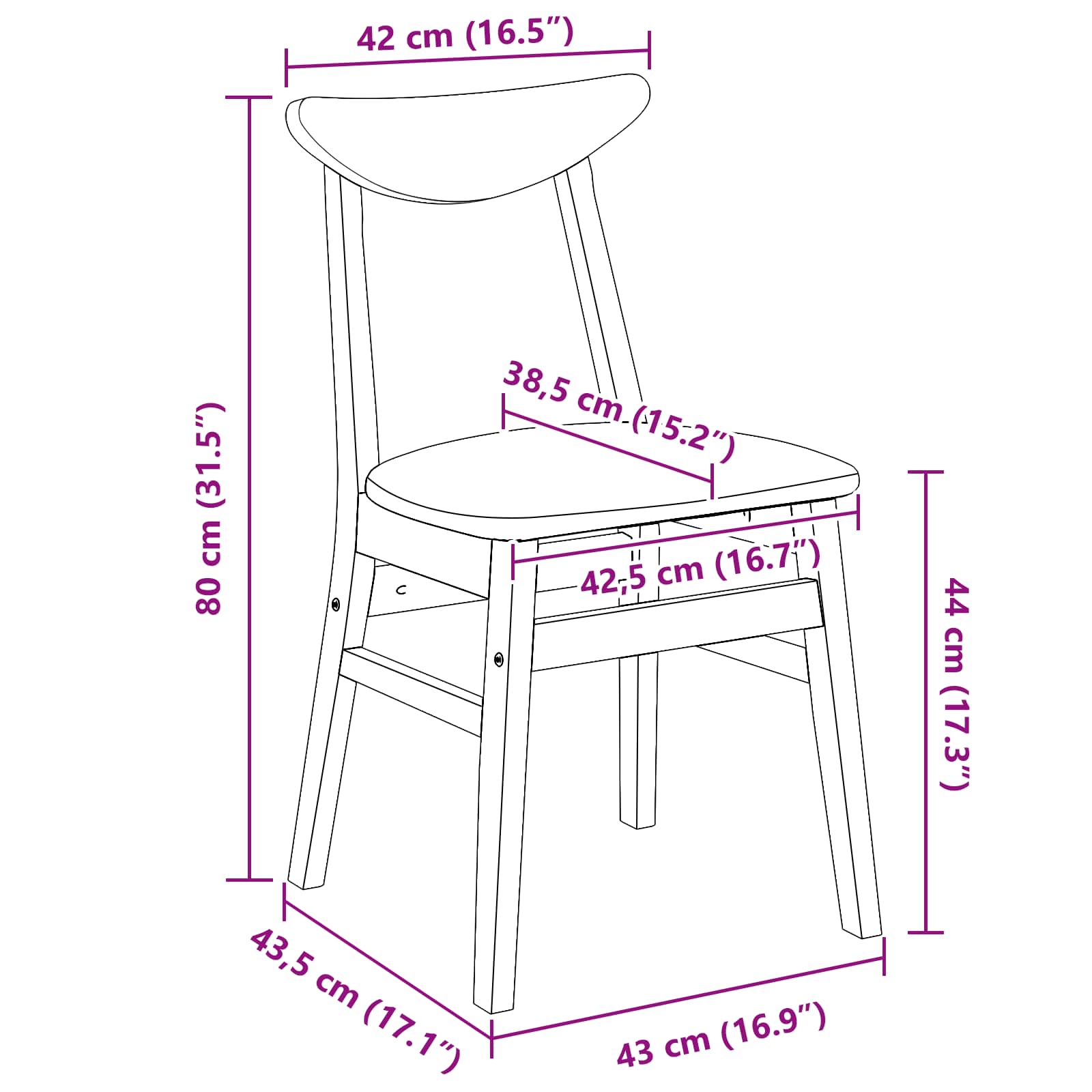 Esszimmerstühle 2 Stk. Massives Gummiholz Weiß