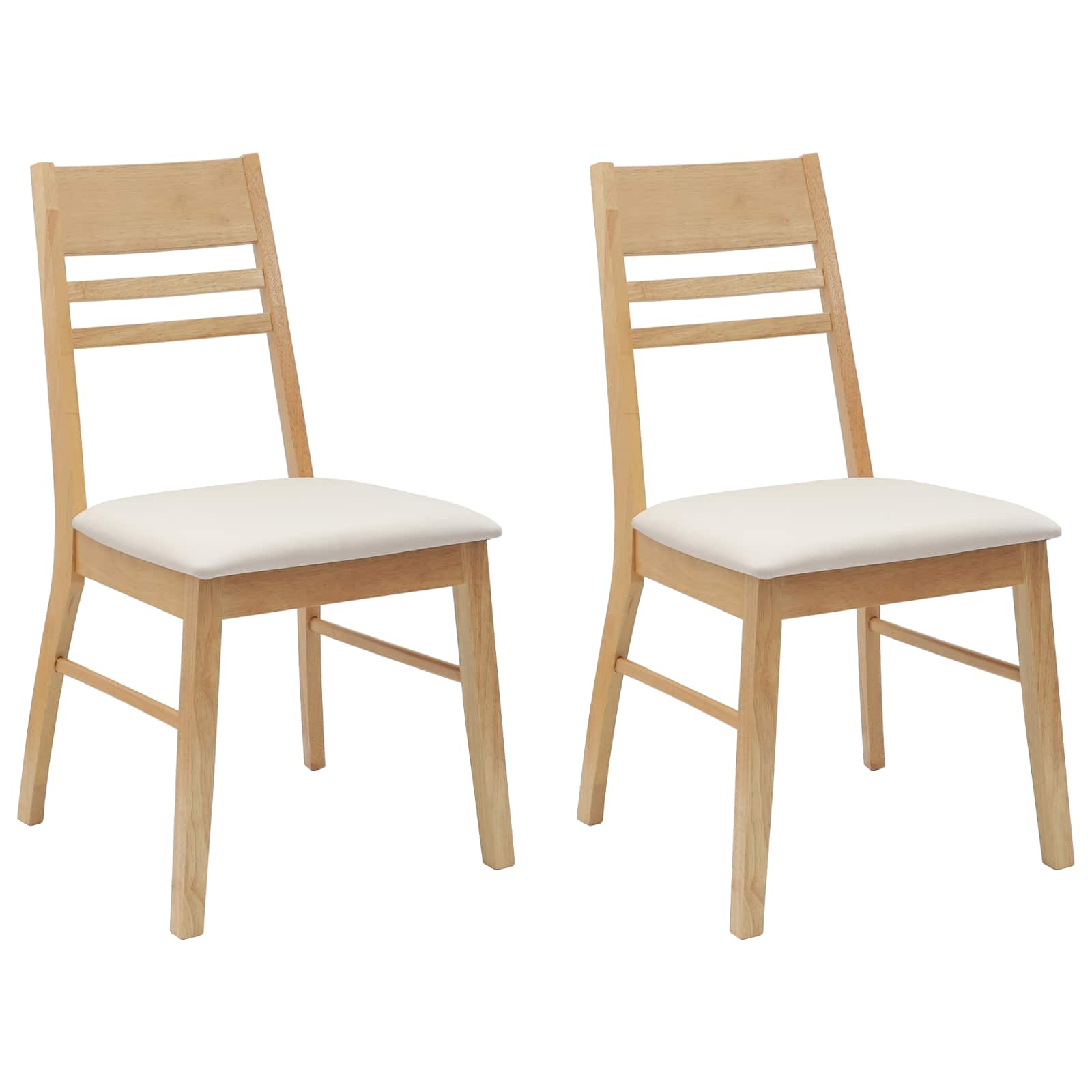Esszimmerstühle 2 stk. Massives Gummiholz Natur 43 x 54 x 89 cm