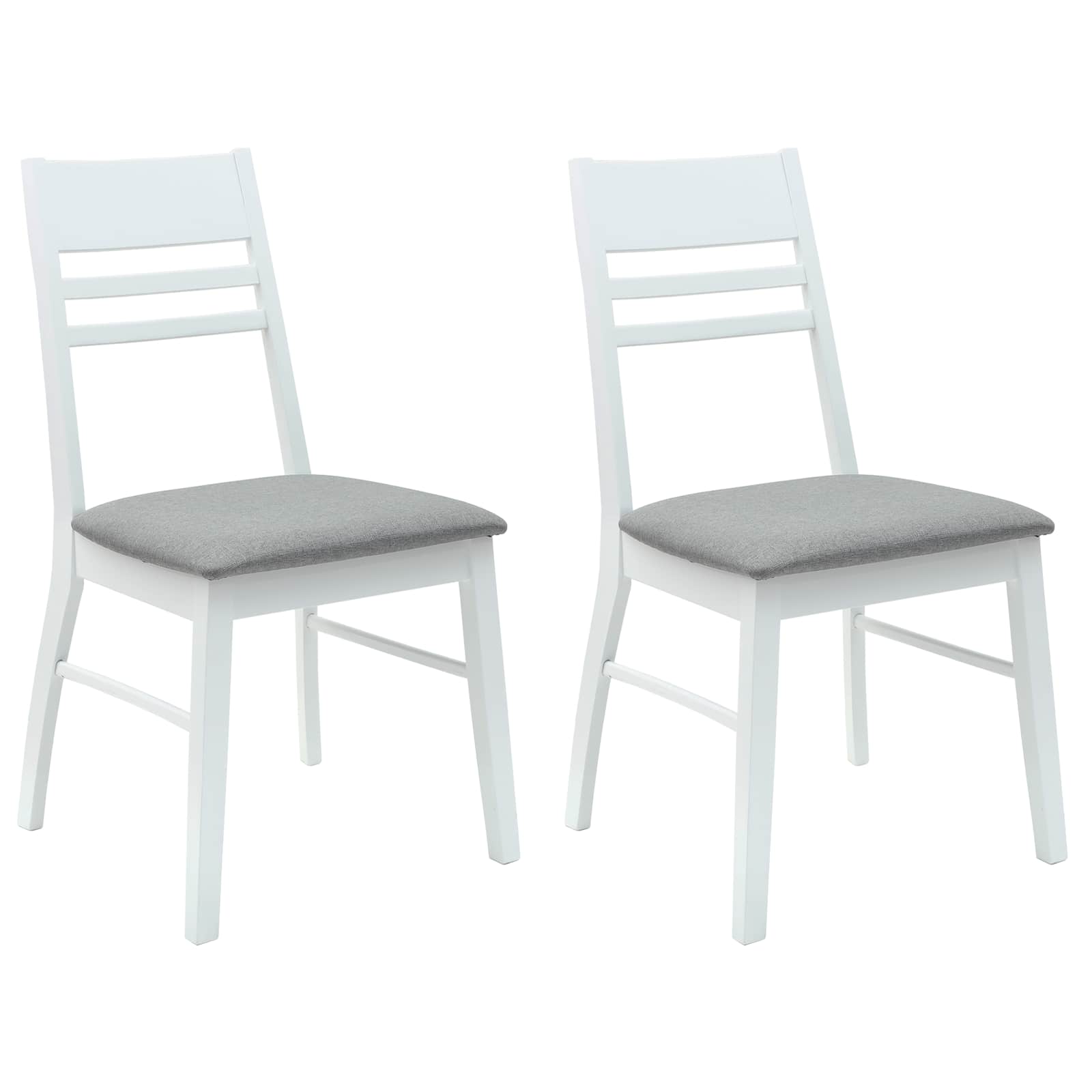 Esszimmerstühle 2 Stk. Massives Gummiholz Weiß 43 x 54 x 89 cm