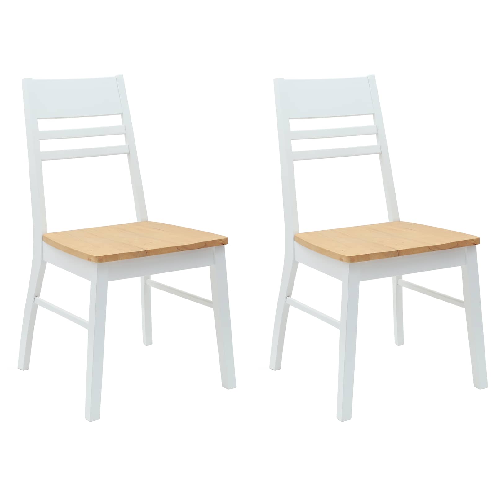 Esszimmerstühle 2 Stk. Massives Gummiholz Weiß 43 x 54 x 89 cm