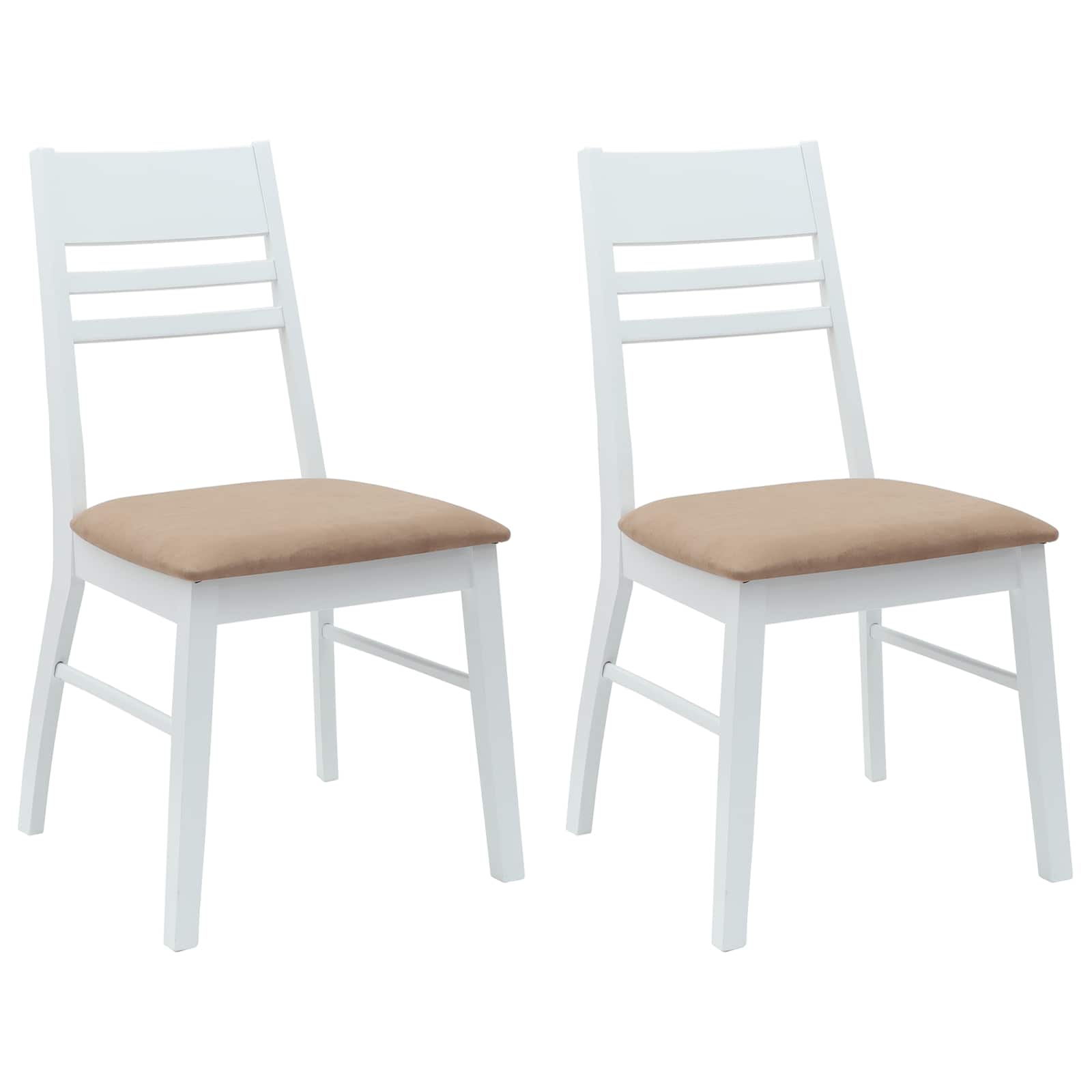 Esszimmerstühle 2 Stk. Massives Gummiholz Weiß 43 x 54 x 89 cm