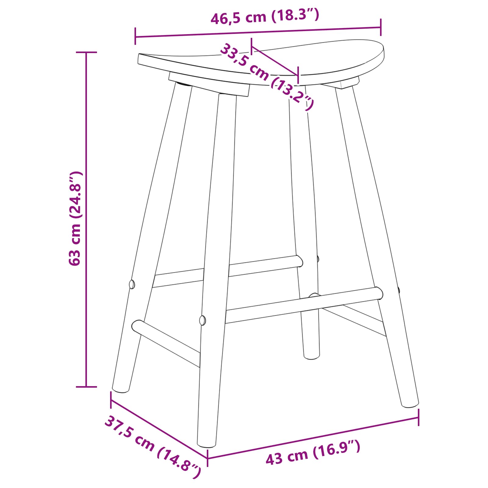 Esszimmerstühle 2 Stk. Massives Gummiholz Weiß 46 x 37 x 63 cm