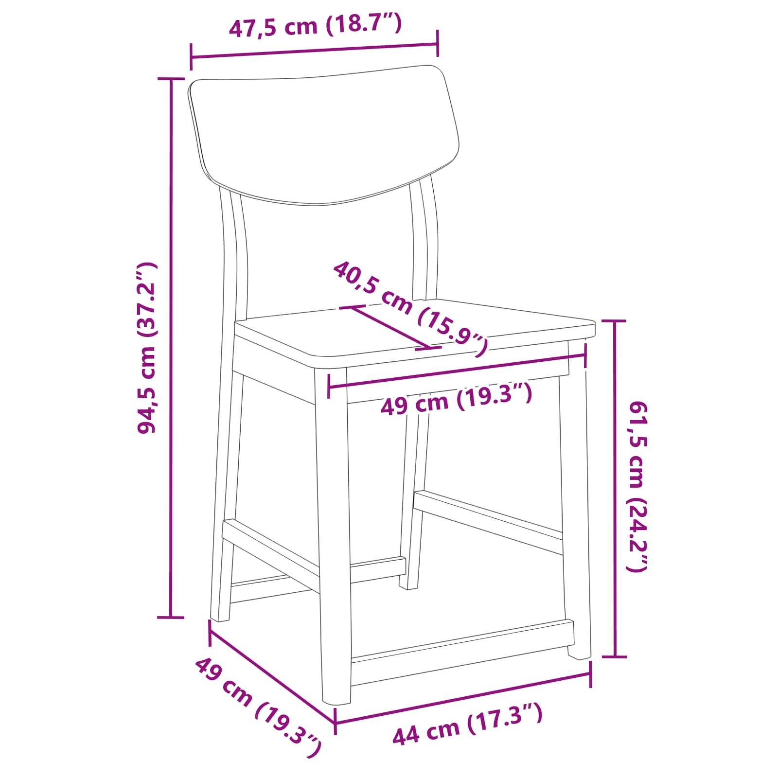 Esszimmerstühle 2 Stk. Massives Gummiholz Weiß 48 x 49 x 95 cm