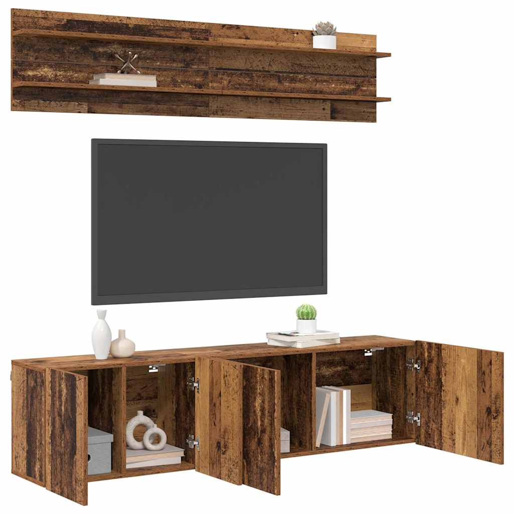 TV-Einheiten Wandmontiert 6 pcs Altholz Holzwerkstoff
