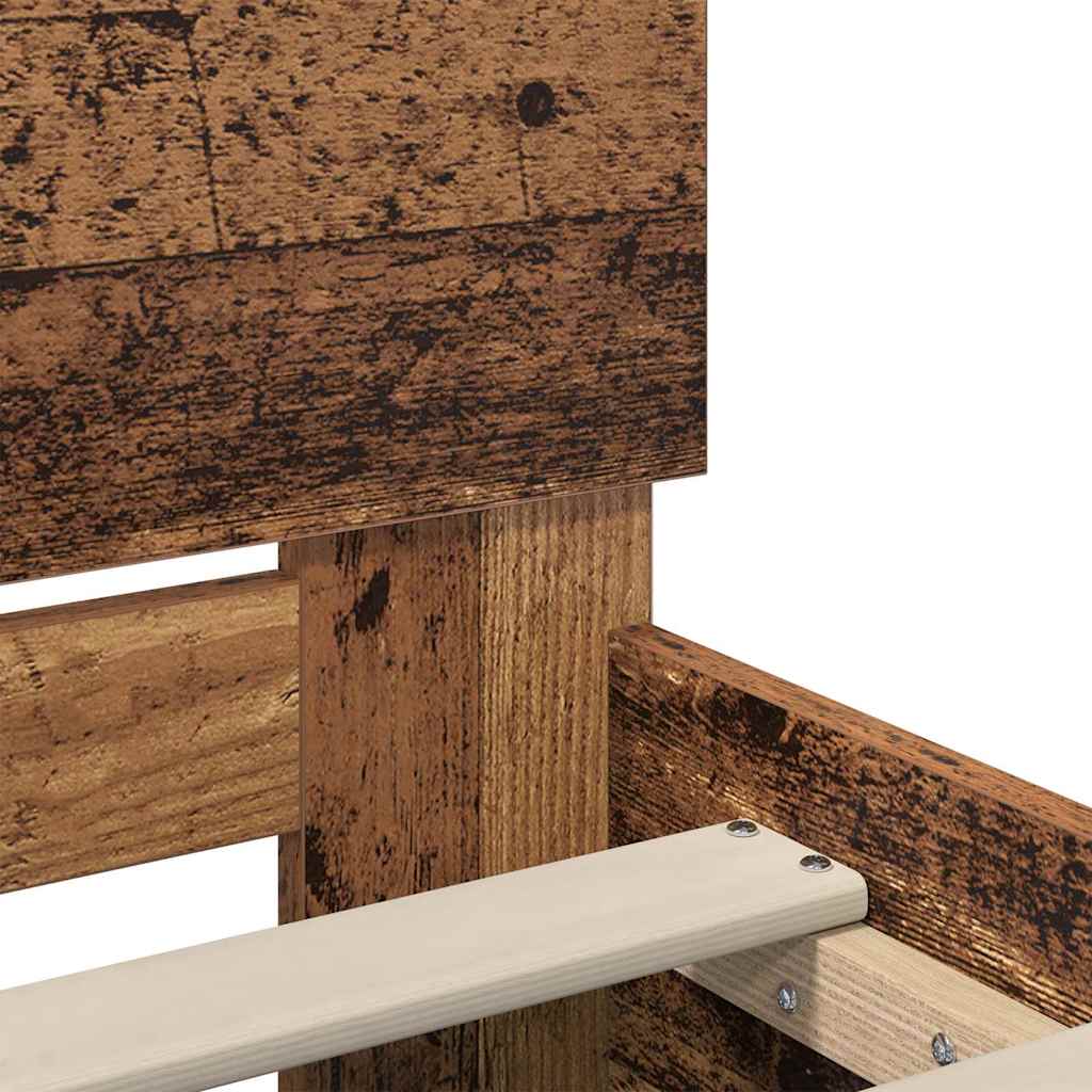 Bettrahmen mit Kopfteil Altholz 140 x 190 cm Holzwerkstoff