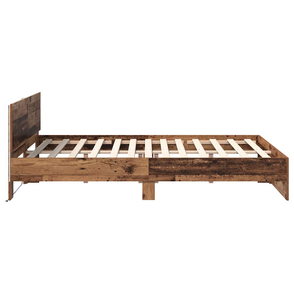 Bettrahmen mit Kopfteil Altholz 140 x 190 cm Holzwerkstoff