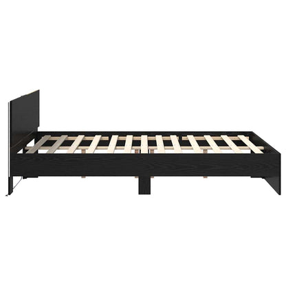 Bettrahmen Schwarz Eichen-Optik 140 x 190 cm Holzwerkstoff