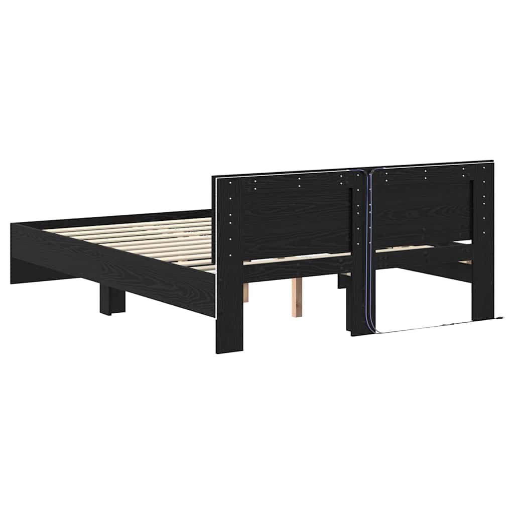 Bettrahmen Schwarz Eichen-Optik 135 x 190 cm Holzwerkstoff