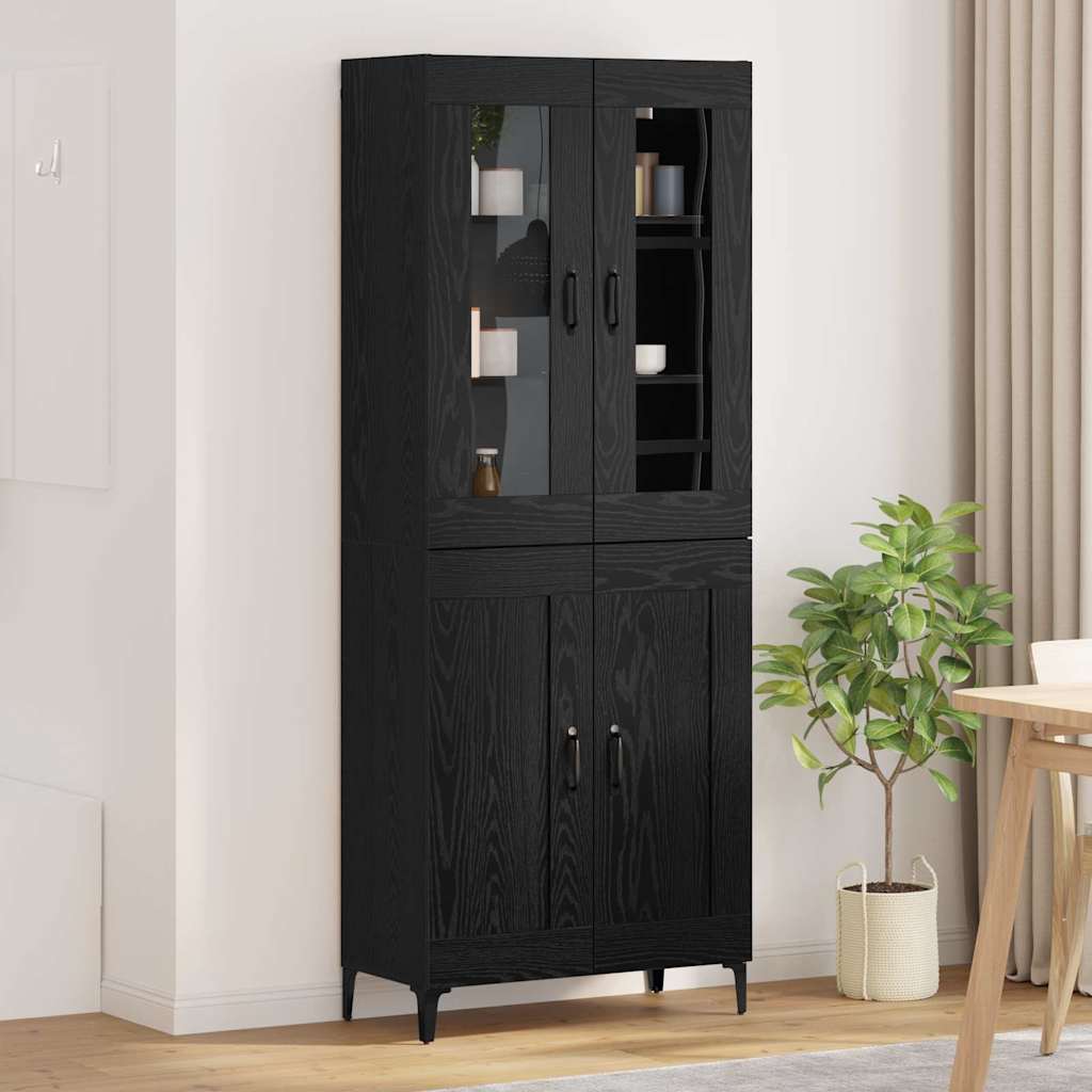 Highboard Schwarz Eichen-Optik 69,5 x 34 x 180 cm Holzwerkstoff