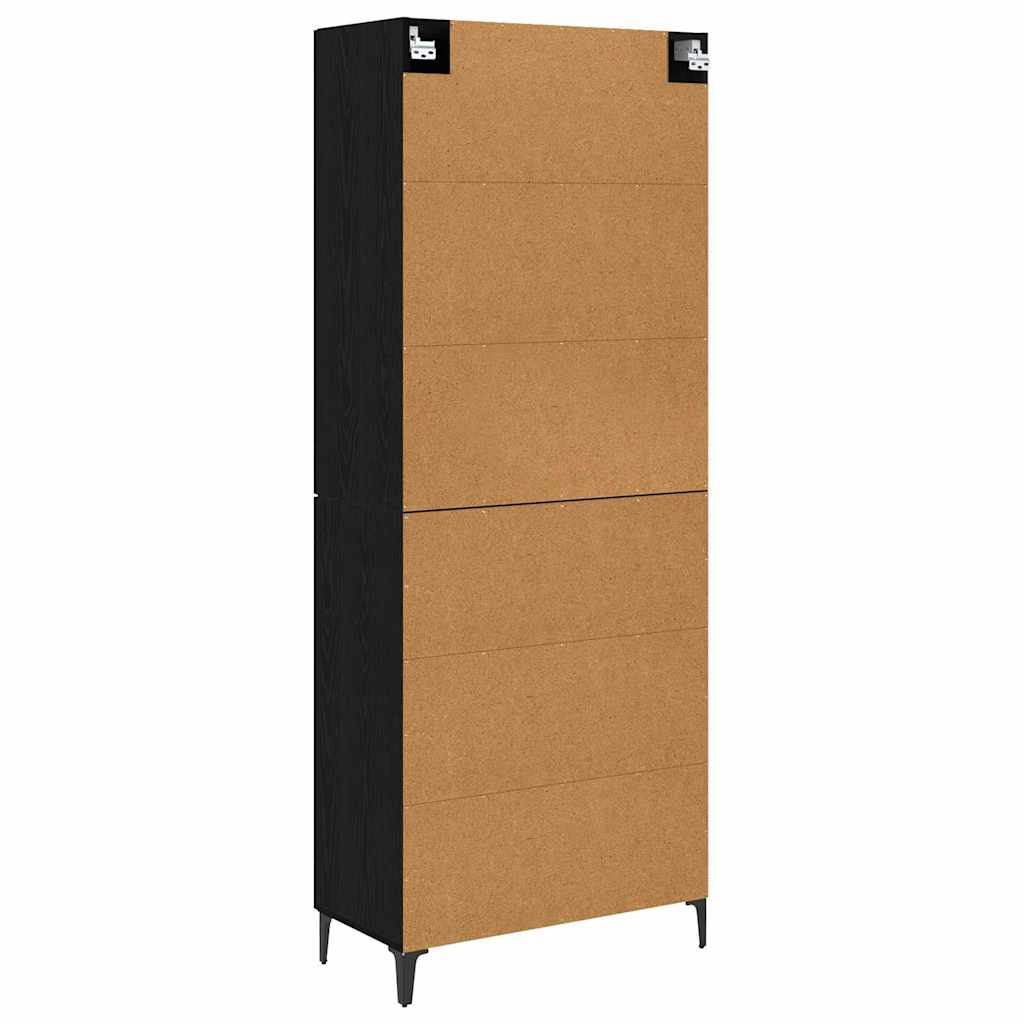 Highboard Schwarz Eichen-Optik 69,5 x 34 x 180 cm Holzwerkstoff