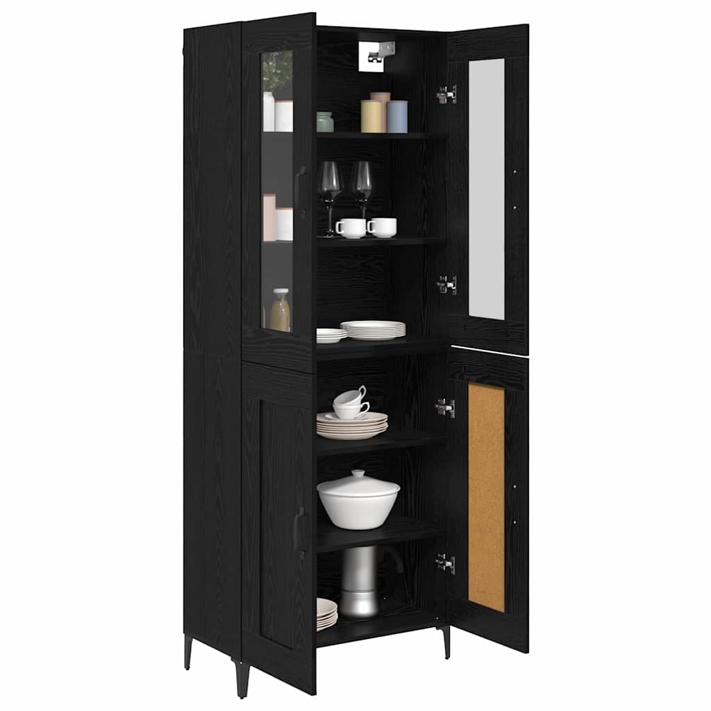 Highboard Schwarz Eichen-Optik 69,5 x 34 x 180 cm Holzwerkstoff