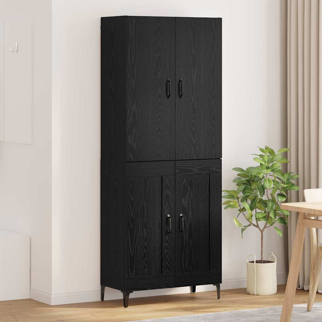 Highboard Schwarz Eichen-Optik 69,5 x 34 x 180 cm Holzwerkstoff