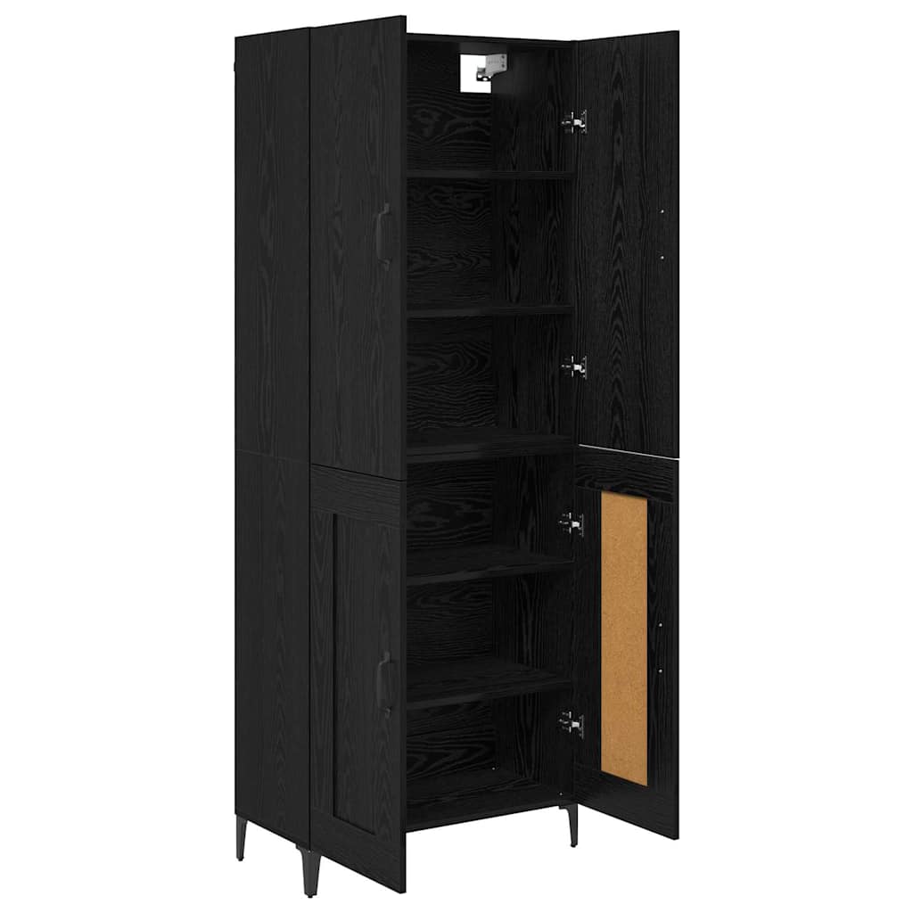 Highboard Schwarz Eichen-Optik 69,5 x 34 x 180 cm Holzwerkstoff