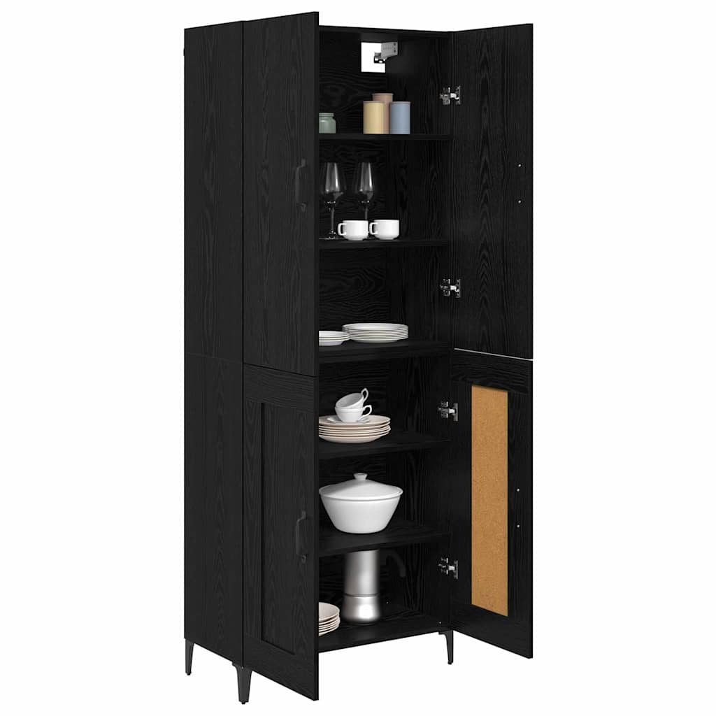 Highboard Schwarz Eichen-Optik 69,5 x 34 x 180 cm Holzwerkstoff