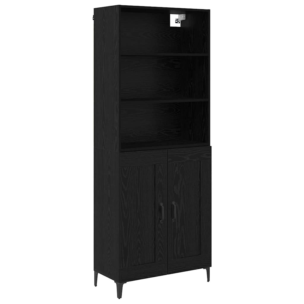 Highboard 2 pcs Schwarz Eichen-Optik Holzwerkstoff