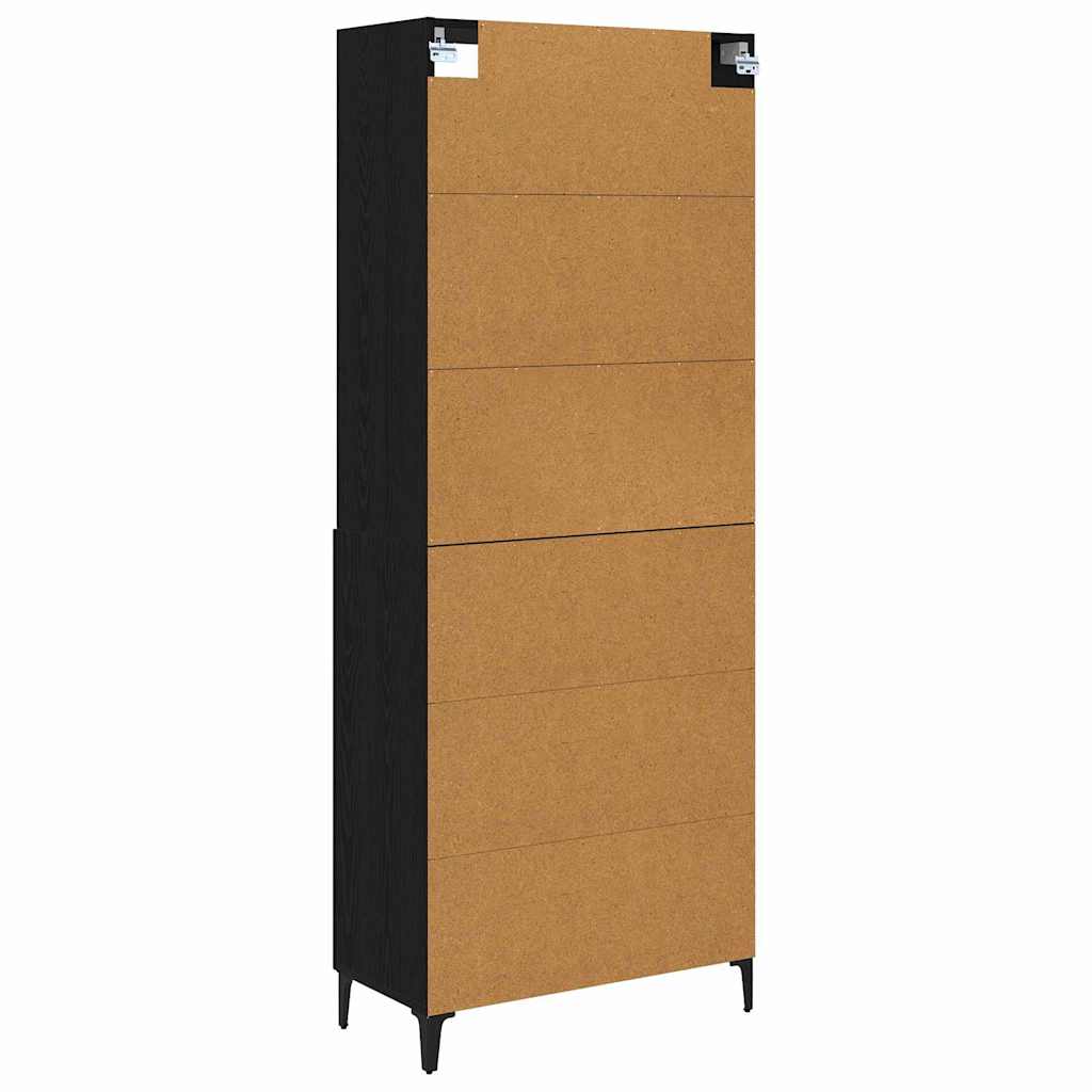 Highboard 2 pcs Schwarz Eichen-Optik Holzwerkstoff