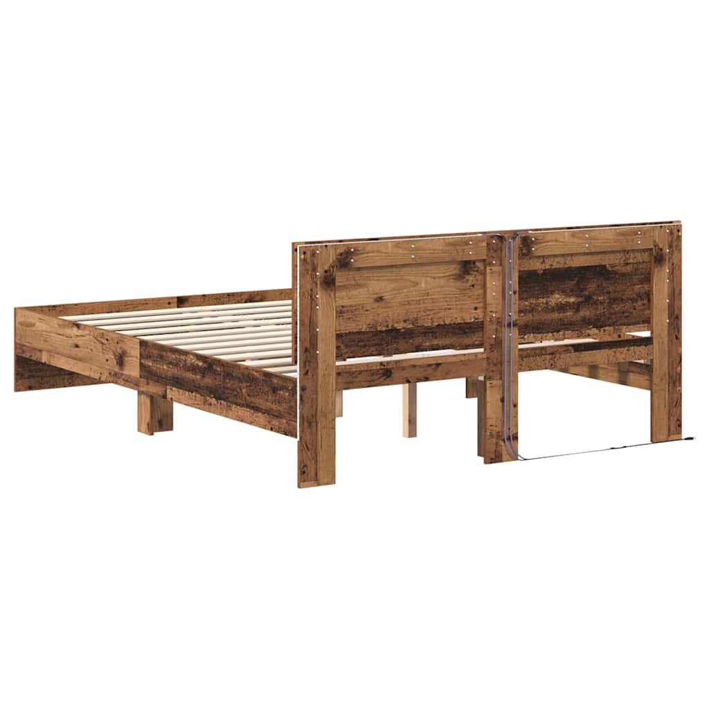 Bettrahmen mit Kopfteil Altholz 120 x 190 cm Holzwerkstoff