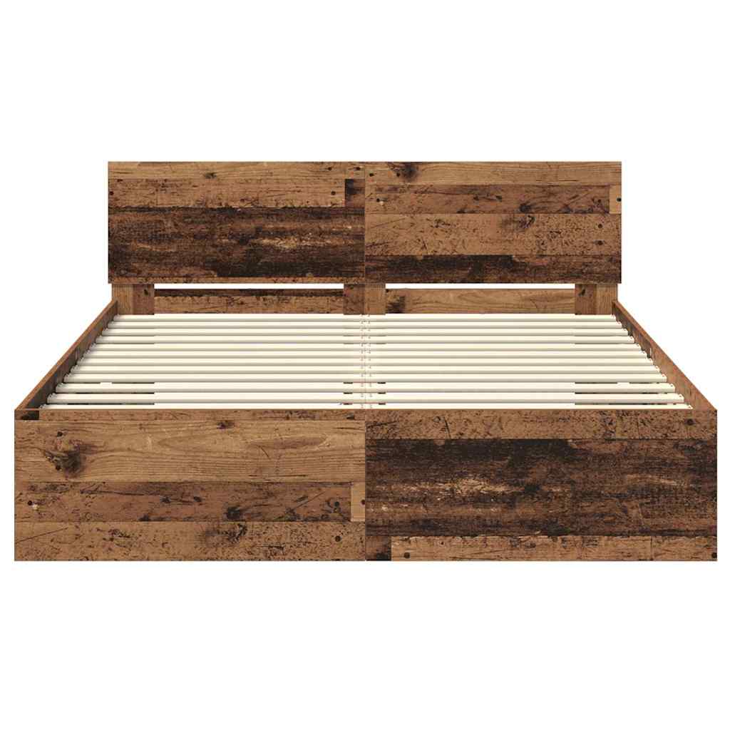 Bettrahmen mit Kopfteil Altholz 120 x 190 cm Holzwerkstoff